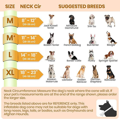BARKLESS Dog Cone, Inflatable Dog Cone After Surgery for Large Breeds, Soft Surgery Collar with Enhanced Anti-Licking Guard Shield for Pets, Patented Protective Donut Collar
