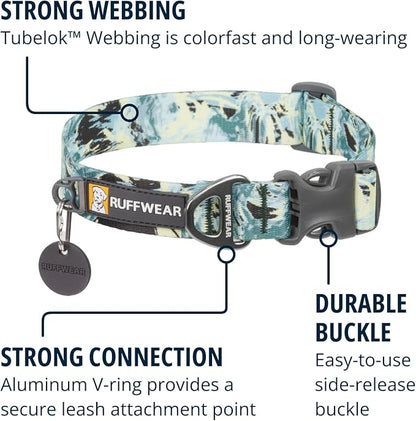 Ruffwear, Front Range Dog Collar, Adjustable Tubelok Webbing, Lightweight, Side Release Buckle, Aluminum V-Ring, Durable for Everyday Use, Sweeping Sage, 20"-26"