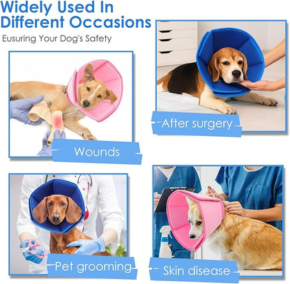 AOFITEE Dog Cone Collar, Adjustable Dog Cone for Dogs to Stop Licking, Breathable Elizabethan Collar for Small Medium Large Dogs Cats, Soft E-Collar Wound Healing After Surgery(Blue,Small)