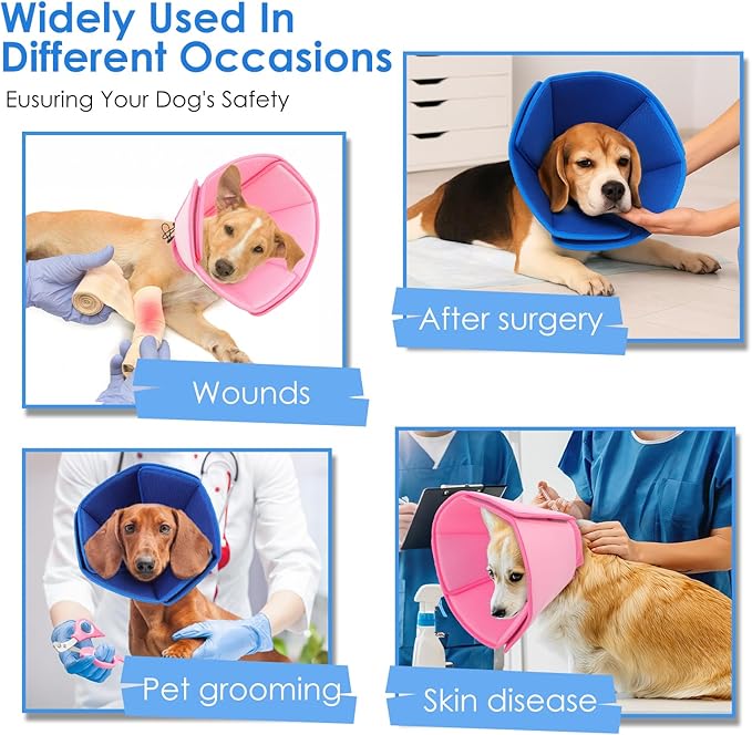 AOFITEE Soft Dog Cone Collar Anti-Licking, Dog Cone Alternative After Surgery, Elizabethan Cones for Large Dogs Post-Surgery, Neuter Recovery Pet Dogs E-Collar(Blue,X-Large)