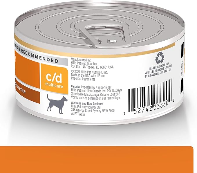 Hill's Prescription Diet c/d Multicare Urinary Care Wet Dog Food, Chicken & Vegetable Stew, 5.5 oz. Cans, 24-Pack