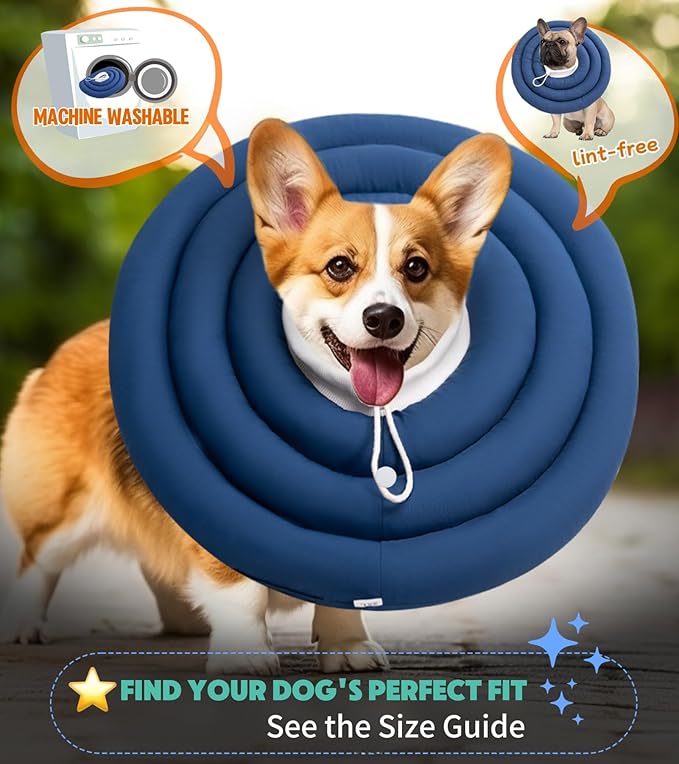 Soft Dog Cones, Recovery Dog Donut Collar After Surgery- Cone of Shame Alternative, Pet Elizabethan E-Collar Anti-Bite Lick Wound Healing Adjustable for Small Large Medium Dogs, S