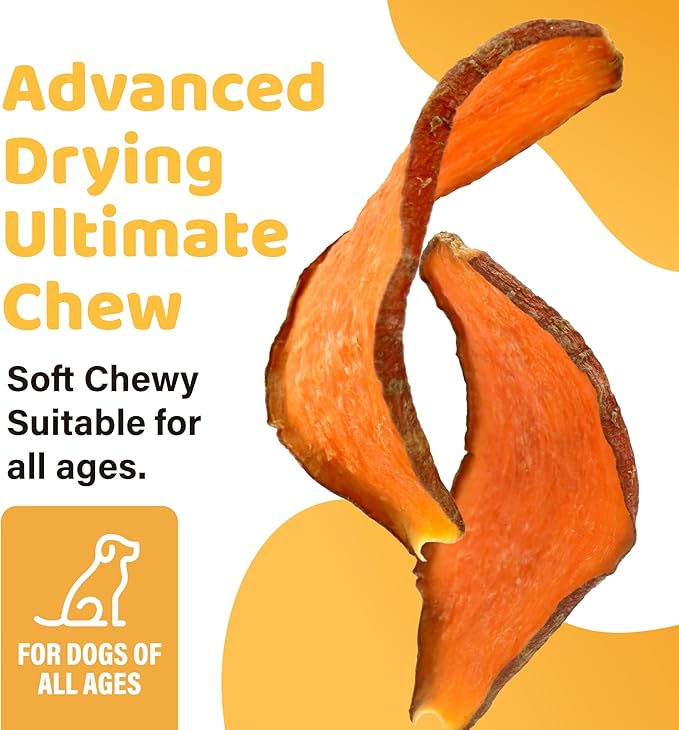 iPaw Sweet Potato Chews, Single Ingredient Dog Treats for Vegetarian, All Natural Human Grade Puppy Chew, Rawhide Alternative, Hypoallergenic, Easy to Digest, 3 Packs
