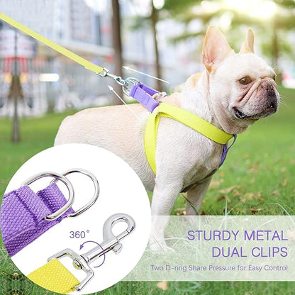 No Pull Dog Harness and Leash Set, Dog Collar, Step in Dog Halter Harness with Poop Bag Holder, Adjustable Lightweight Cotton Straps Suitable for Small Medium Large Dogs Outdoor Walking Running Hiking