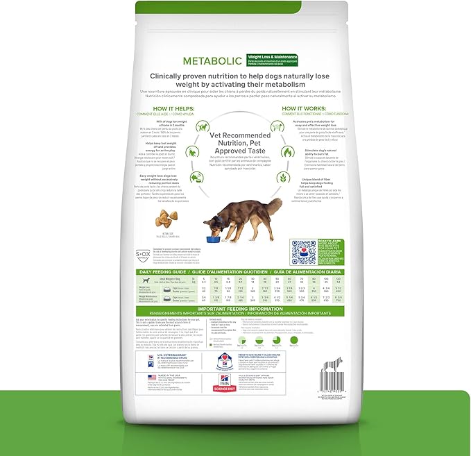 Hill's Prescription Diet Metabolic Weight Management Dry Dog Food, Chicken, 17.6 lb. Bag