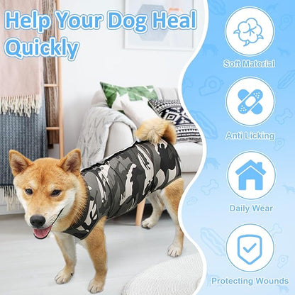 Coppthinktu Dog Recovery Suit for Abdominal Wounds, Breathable Dog Surgery Recovery Suit for Dogs, E-Collar Alternative After Surgery Wear Suit for Small/Medium Dogs
