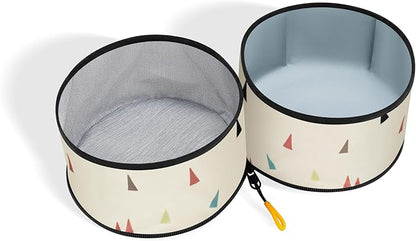 OllyDog Superbowl | Collapsible Dog Travel Bowl | 2 Compartment Food & Water | Foldable| Portable Dog Bowl | Hiking, Camping (Terrazzo)