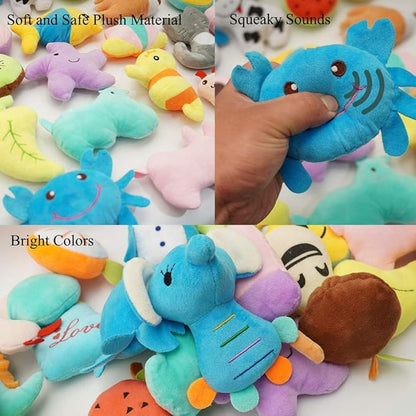 HDMOTU Pack of 26 Soft Small Medium Dog Squeaky Toys,Cute Puppy Favorite Comfortable Squeakers Toy,Multicolored for Puppy