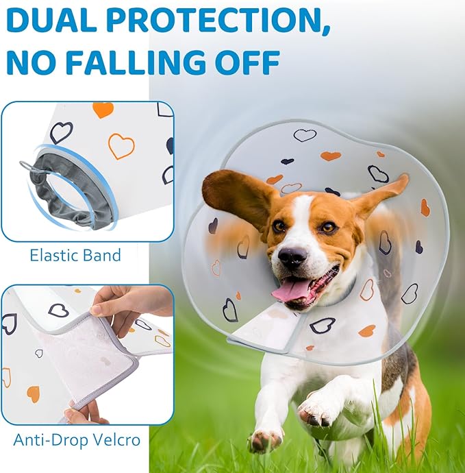 Elizabethan Dog Cone Collar, Adjustable Pet Cone to Stop Licking, Durable Plastic Neck Cone After Surgery for Small, Medium Large Dogs, Love L