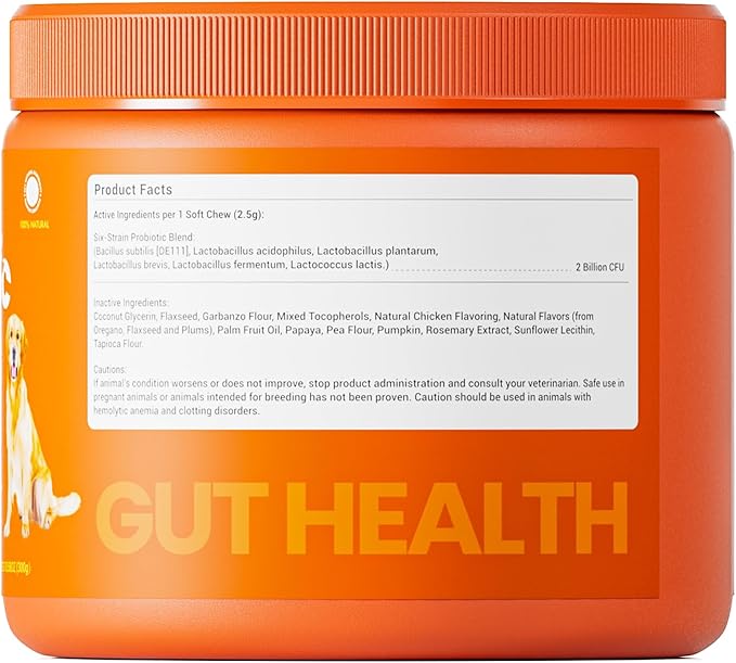 Probiotics for Dogs - Digestive Enzymes for Gut Flora, Digestive Health, Diarrhea & Bowel Support - Clinically Studied DE111 - Dog Supplement Soft Chew for Pet Immune System - Chicken