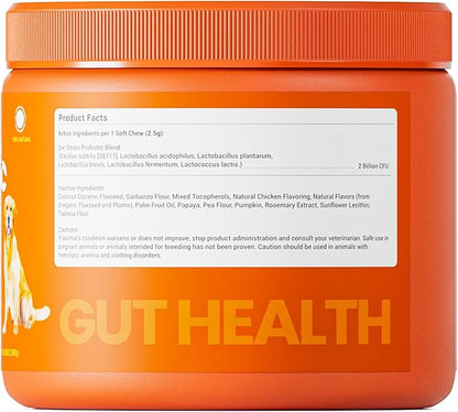 Probiotics for Dogs - Digestive Enzymes for Gut Flora, Digestive Health, Diarrhea & Bowel Support - Clinically Studied DE111 - Dog Supplement Soft Chew for Pet Immune System - Chicken