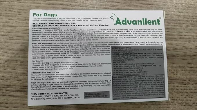 Flea and Tick Prevention for Dogs, Flea and Tick Treatment for Medium Dog, Flea & Tick Control, 23-44 Pounds, 6 Doses