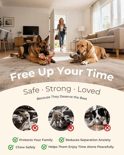 2 Pack Indestructible Dog Toys for Aggressive Chewers: Ultra-Dense Nylon, Bacon Flavor Chew Bones, Heavy Duty Tough Toys for Large Dogs 20-90 lbs, Long Lasting & Keep Them Busy