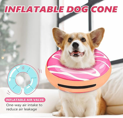 Inflatable Dog Cone Collar to Stop Licking, Soft Neck Donut Collar After Surgery, Adjustable Recovery Cone for Small Medium Large Dogs (Donut,S)
