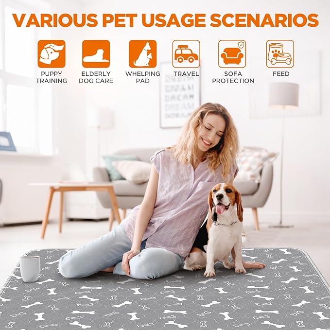 Washable Pee Pads for Dogs, 2Pack Reusable Puppy Pads, Fast Absorbent Dog Pee Pads for Crate Pet Training Pads, Waterproof Whelping Pads for Dogs Bed Mat Crate Indoor (Grey, 18x24)