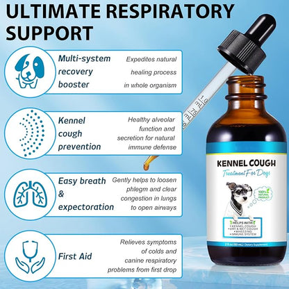 Kennel Cough Treatment for Dogs, Kennel Cough Herbal Drops - 2.02 Fl.oz / 60 ml