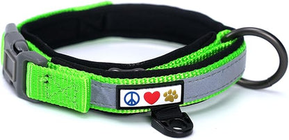 Pawtitas Lumberjack Padded Martingale Collar for Dogs | Soft Neoprene Dog Collar for Your pet's Comfort Made with Reflective Band for Maximum Visibility | Fits Small and Large Pets - Medium Green