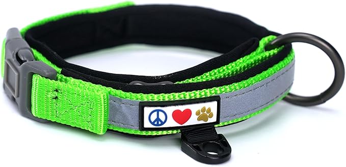 Pawtitas Lumberjack Padded Martingale Collar for Dogs | Soft Neoprene Dog Collar for Your pet's Comfort Made with Reflective Band for Maximum Visibility | Fits Small and Large Pets - Large Green