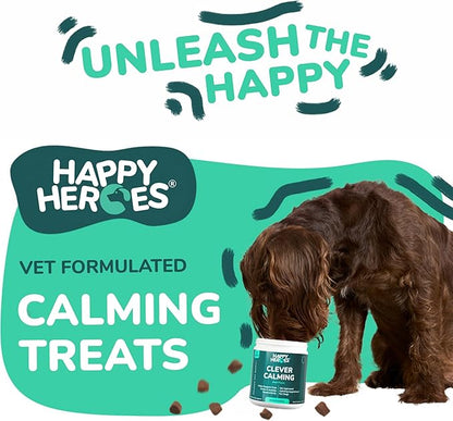 Clever Calming Chews for Dogs, 100% Natural Dog Supplement, For Anxiety Relief, Helps Stress, Fear, Hyperactivity, Reactivity, Beef Flavor Calming Dog Treats, Made in USA, 60 Soft Chews