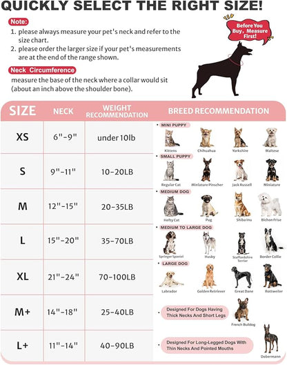 MIDOG Dog Cone Collar for Large Medium Dogs, Soft Inflatable Dog Cone Alternative After Surgery, Adjustable Protective Recovery Cone - Alternative E Collar Does Not Block Vision (Watermelon,L)