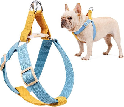 No Pull Dog Harness and Leash Set, Step in Dog Halter Harness with Poop Bag Holder, Adjustable Lightweight Cotton Straps Suitable for Small Medium Large Dogs Outdoor Walking Running Hiking