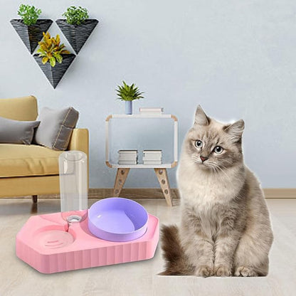 Dog Bowls Drinking Pet Feeding Station Detachable Non Slip Pet Feeder and Waterer for Cats Dogs Small Medium Large Pets Supplies, Double Pink