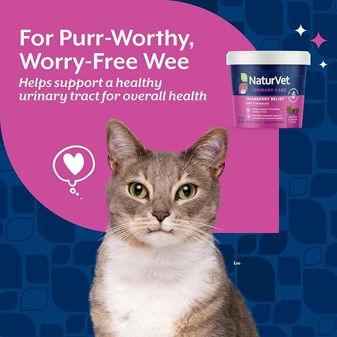 NaturVet Cranberry Relief Plus Echinacea for Cats, 60 ct Soft Chews, Made in The USA with Globally Source Ingredients