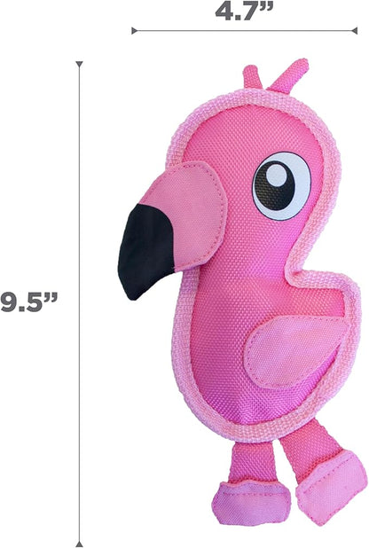 Outward Hound Fire Biterz Flamingo Plush Firehouse Material Interactive Dog Toy, Small