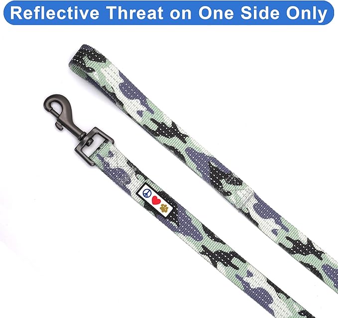 Pawtitas Camo Grey Dog Leash 6 ft XS/S Reflective Durable Lightweight Dog Lead for Small Dogs and Puppies