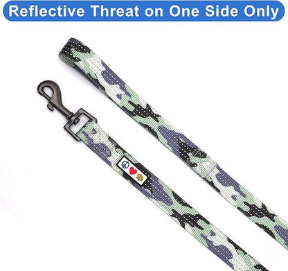 Pawtitas Camo Grey Dog Leash 6 ft XS/S Reflective Durable Lightweight Dog Lead for Small Dogs and Puppies