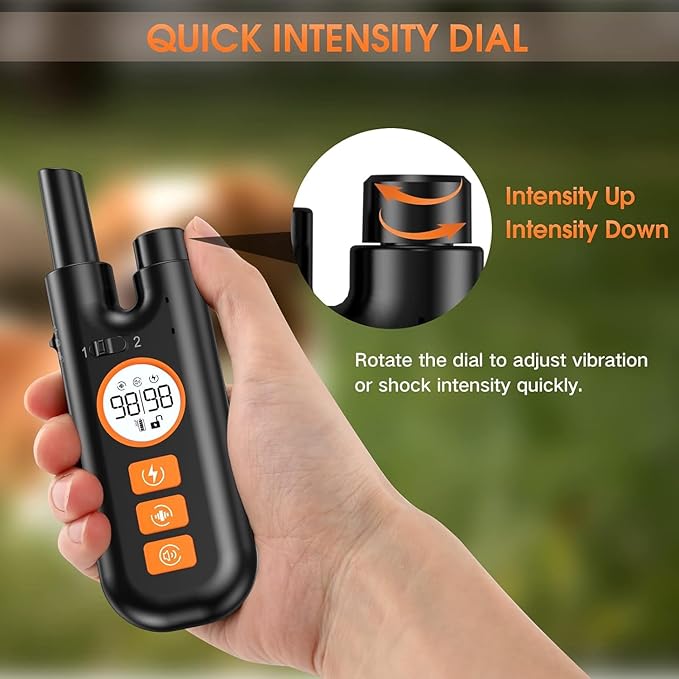 Dog Shock Collar for Dogs, Dog Training Collar with Remote Control Range 1300Ft, 3 Training Modes, Beep, Vibration, Shock, IPX7 Waterproof Rechargeable Electric Shock Collar