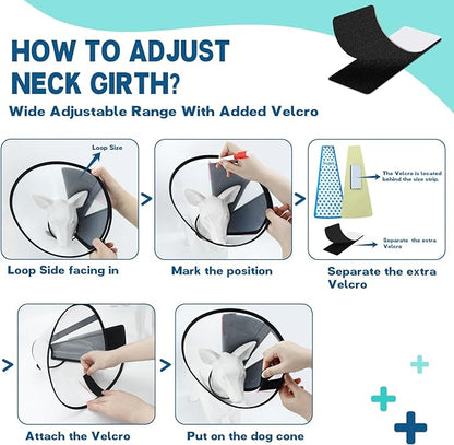 Supet Dog Cone Collar to Stop Licking, Comfortable Elizabeth Recovery Collar for Large Medium Dogs After Surgery, Soft Pet Neck Head Cone Alternative（L）