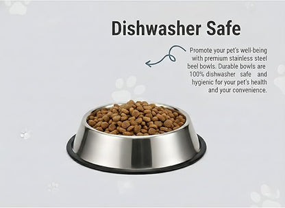 Loving Pets Stainless Steel Non-Tip Dog Bowl – Heavy Duty No Spill Dog Bowl with Removable Rubber Base – Durable, Non-Skid Stainless Steel Dog Food Bowl & Dog Water