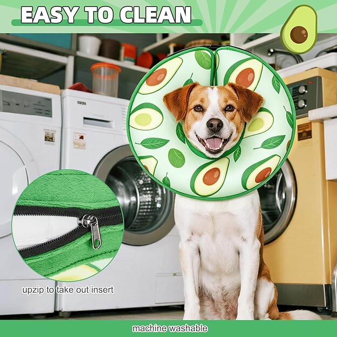 KOOLTAIL Inflatable Dog Cone Collar, Soft Donut E Collar for Dogs After Surgery to Stop Licking Enhanced Alternative, Blow Up Pet Neck Pillow Recovery Adjustable Cone for Dog Cat，Avocado L