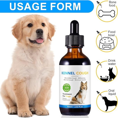 Dog Cough Treatment - Kennel Cough Drops for Dogs, 100% Natural Cough Supplement for Dogs, Allergy Relief Supplement for Dogs, Herbal Drops for All Breeds & Sizes