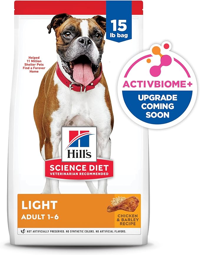 Hill's Science Diet Adult 1-6 Light Dry Dog Food, Chicken Meal & Barley, 15 lb. Bag