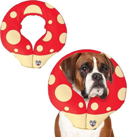 Mushroom Inflatable Dog Recovery Collar, Comfortable Cone Replacement for Pet Surgery, Protective Collars to Prevent Licking & Biting, Size Large