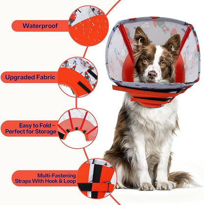 Comfortable Dog Cone - Soft Dog Cone Collar Adjustable Recovery Cone for Dogs to Stop Licking,Small Cone for Dogs,Cute Pet Head Neck Elizabethan Cone,Cone Alternative After Surgery,XS,Red