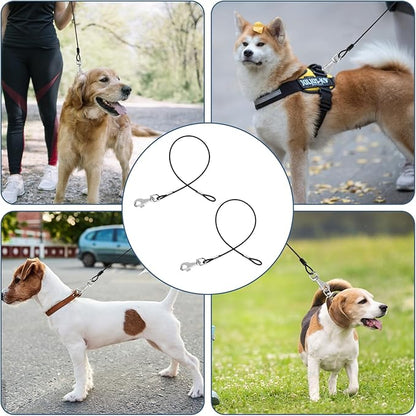 2 Pack Chew Proof Leash Extension Heavy Duty Dog Leash Extender Chew Proof Dog Leashes Non-Tangle Connect Leashes for Any Collar Harness, Black