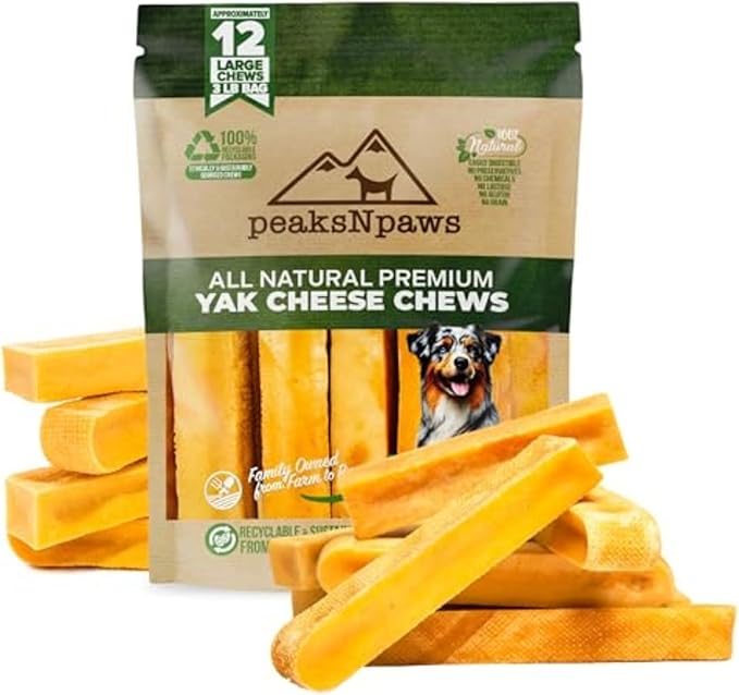peaksNpaws Premium Yak Cheese Dog Treats - Natural Yak Chews from Himalayan Mountains - Grain Free, Lactose Free - Easily Digestible, 100% Eco-Friendly Packaging (3 Lb. Bag)
