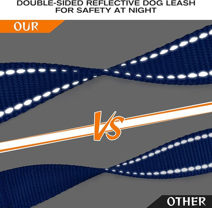 Joytale Dog Leash Heavy Duty for Large Dogs that Pull, Double Handle for Traffic Control, Double-Sided Reflective Leashes for Large Medium Dogs Night Safety, 5FT, Royal Blue