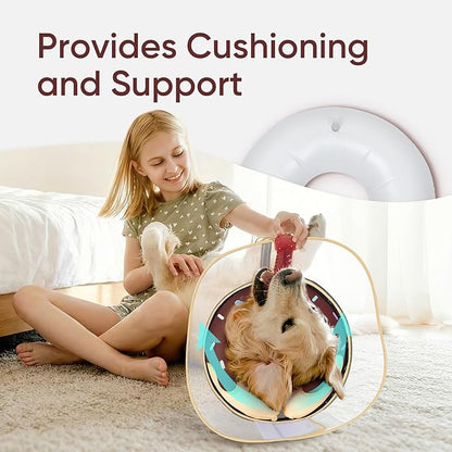 Supet Raised Inflatable Dog Cone After Surgery - Adjustable Recovery Donut Collar with Removable Shield to Stop Licking Wounds & Protect Stitches - Soft Dog Cone Alternative for Small Dogs (Brown,S)