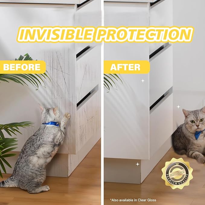 Door Protector from Dog Scratching - Cat Scratch Door Frame Single Side Adhesive Protector Anti Dog Scratch Door Guard for Dogs Clear - 118" x 8.2"
