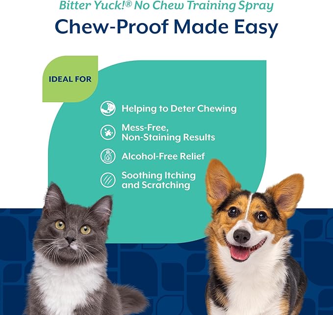 NaturVet Bitter Yuck! No Chew Spray for Dogs, Cats, and Horses Pet Training Spray, Liquid, Made in The USA, 16 Ounce