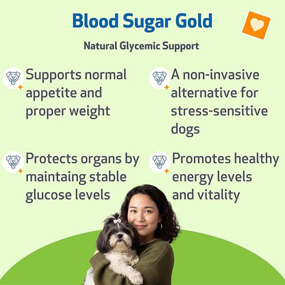 Pet Wellbeing Blood Sugar Gold Dogs - Holistic Support for Healthy Blood Sugar Levels, Insulin Stabilization & Normal Pancreatic Function - NASC Certified & Vet-Formulated - 4 oz Liquid