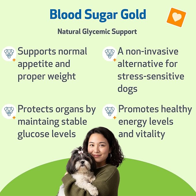 Pet Wellbeing Blood Sugar Gold Dogs - Holistic Blood Sugar Support, Pancreas & Liver Health, Gymnema, Fenugreek & Devil’s Club - NASC Certified & Vet-Formulated - 2 oz Liquid