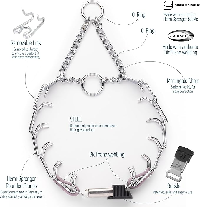 Herm Sprenger Chrome Plated Steel Dog Collar with Quick Release ClicLock Buckle O-Ring Biothane Insert Training Collar Made in Germany (Pastel Purple, 16in x 2.25mm(Neck Size up to 13-14in))