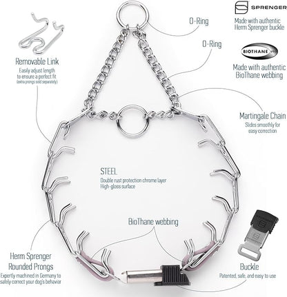 Herm Sprenger Chrome Plated Steel Dog Collar with Quick Release ClicLock Buckle O-Ring Biothane Insert Training Collar Made in Germany (Pastel Purple, 16in x 2.25mm(Neck Size up to 13-14in))