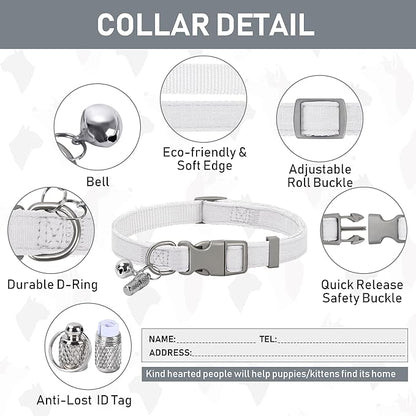 GAMUDA Small Pet Harness Collar and Leash Set, Step in No Chock No Pull Linen Fabric Soft Mesh Dog Vest Harnesses Reflective for Dogs Puppy Cats Kitten Rabbit (White, XS)