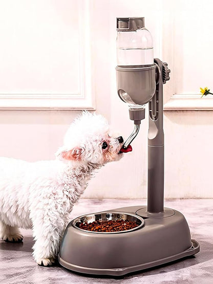 Pet Water Dispenser, Pet Standing Water Dispenser Bowl, 2 in 1 500ml Multifunctional Detachable Height with Stand for Dogs Cats
